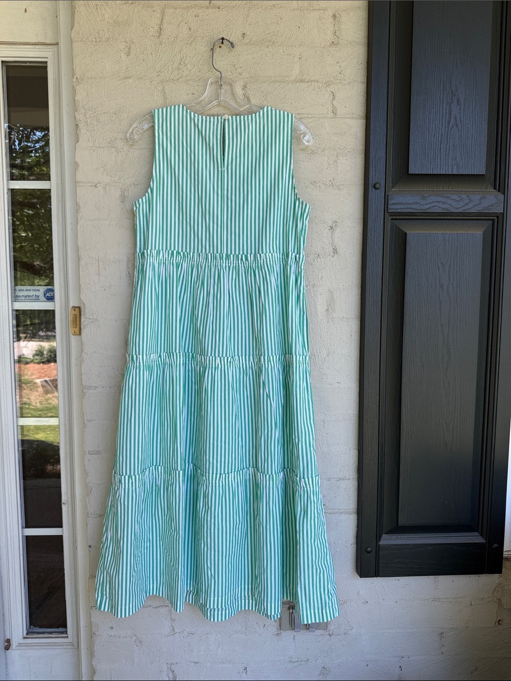 J. Crew Factory Green/White Striped Poplin Sleeveless Tiered Boho Maxi Size 2 - Picture 6 of 12
